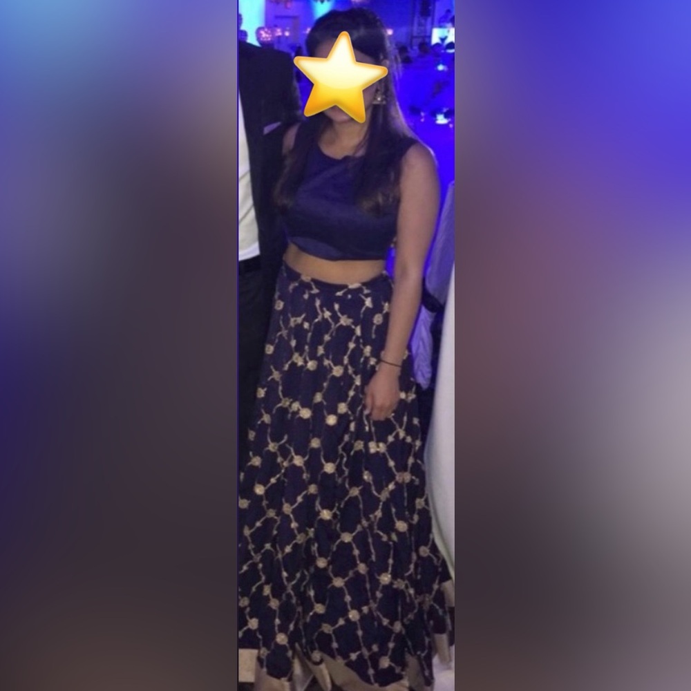 Navy Blue and Gold Lengha Set